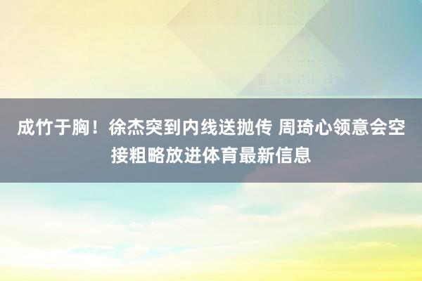 成竹于胸!徐杰突到内线送抛传 周琦心领意会空接粗略放进体育最新信息