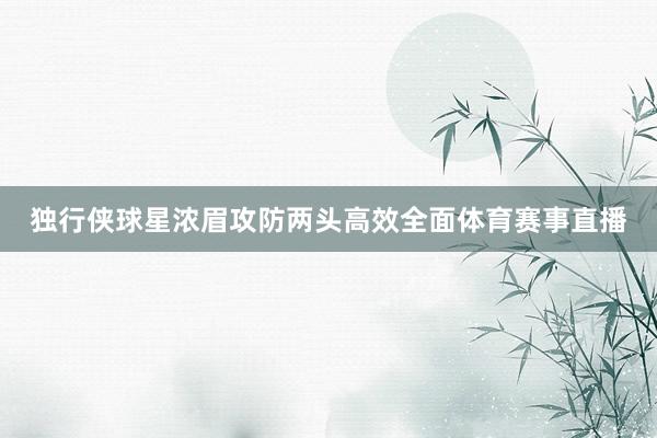 独行侠球星浓眉攻防两头高效全面体育赛事直播