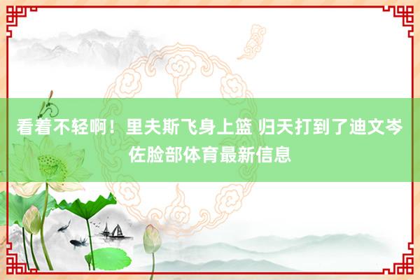 看着不轻啊！里夫斯飞身上篮 归天打到了迪文岑佐脸部体育最新信息