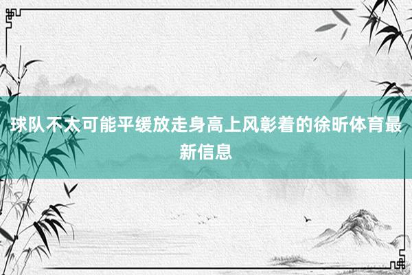 球队不太可能平缓放走身高上风彰着的徐昕体育最新信息